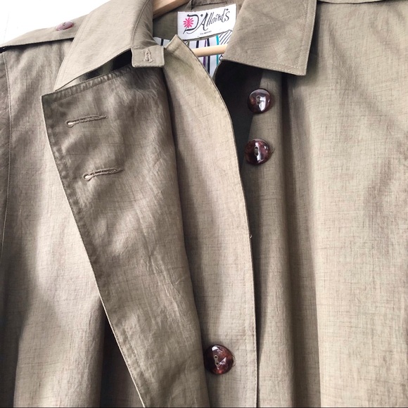 Vintage neutral taupe full length trench coat L - Picture 8 of 14